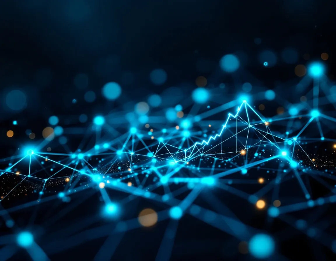 Abstract global network of connected nodes